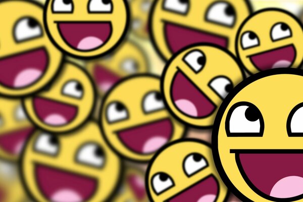 Un gran número de emoticonos divertidos amarillos