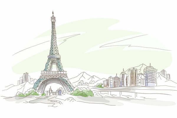 Dibujo de la torre Eiffel en París