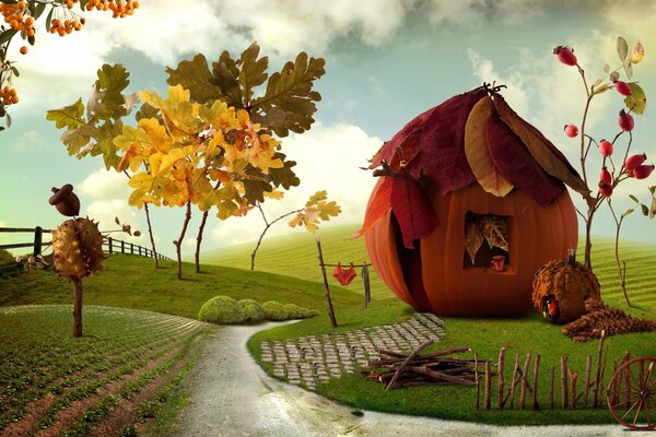 La casa con una zucca basata sul cartone animato è la scelta più esclusiva e chic per l autore