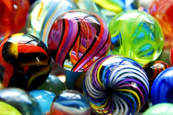 Glass colored marbles balls