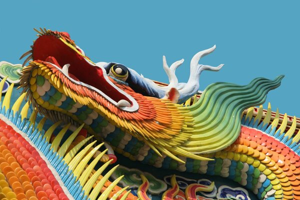 Heller chinesischer Drache auf dem Gebäude