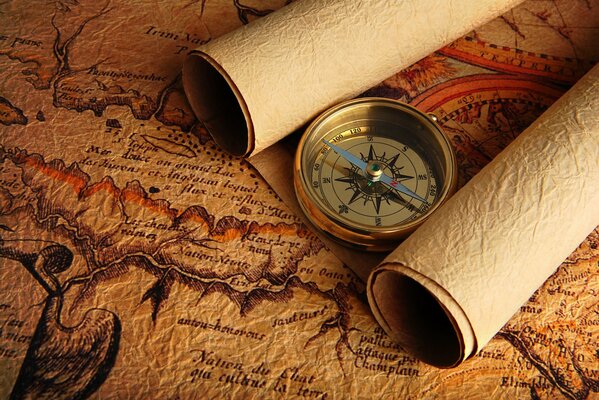 Image of a map of two convolutions and a compass