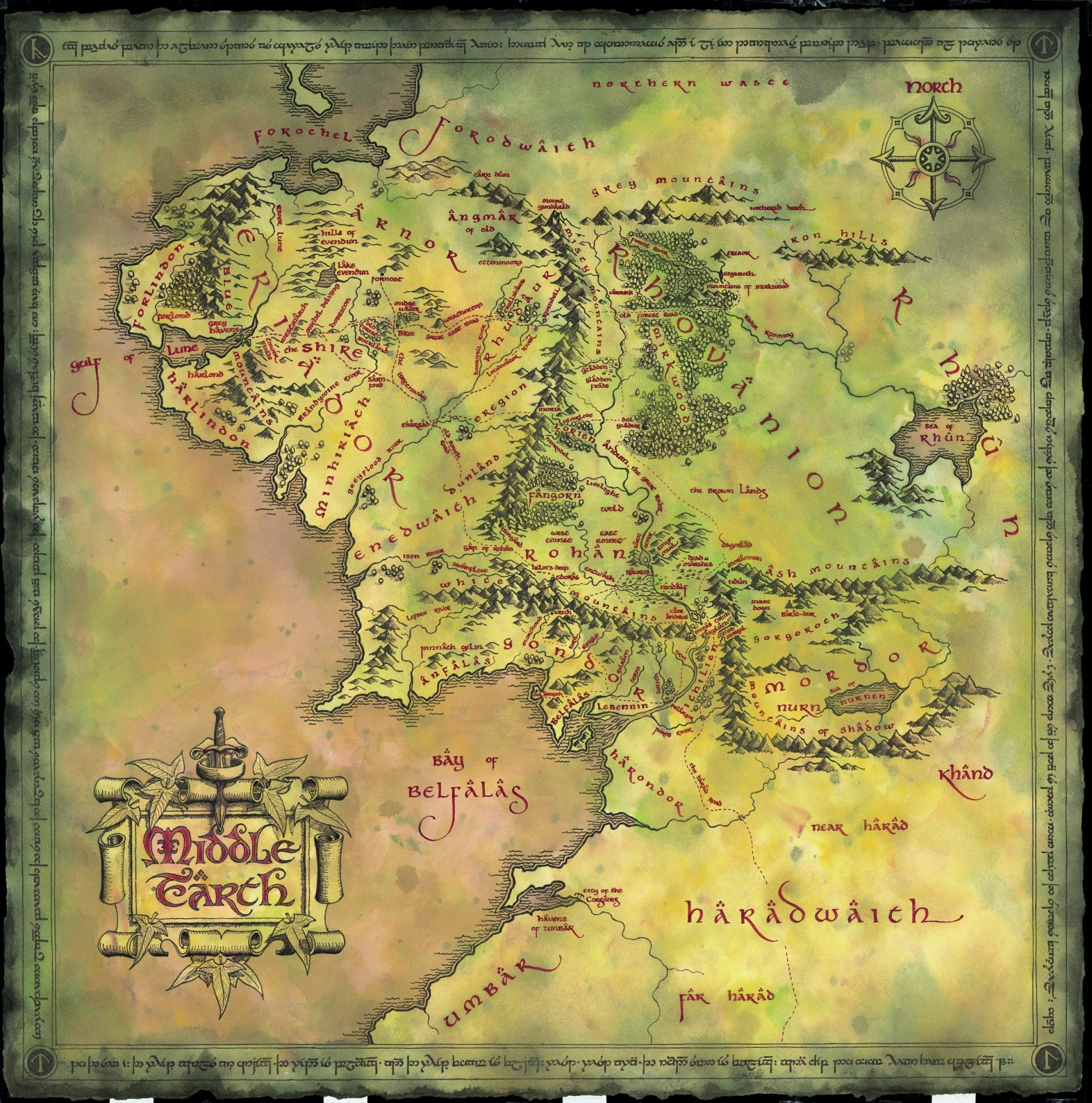 el señor de los anillos tierra media ronald ruel john tolkien mapa tierra media