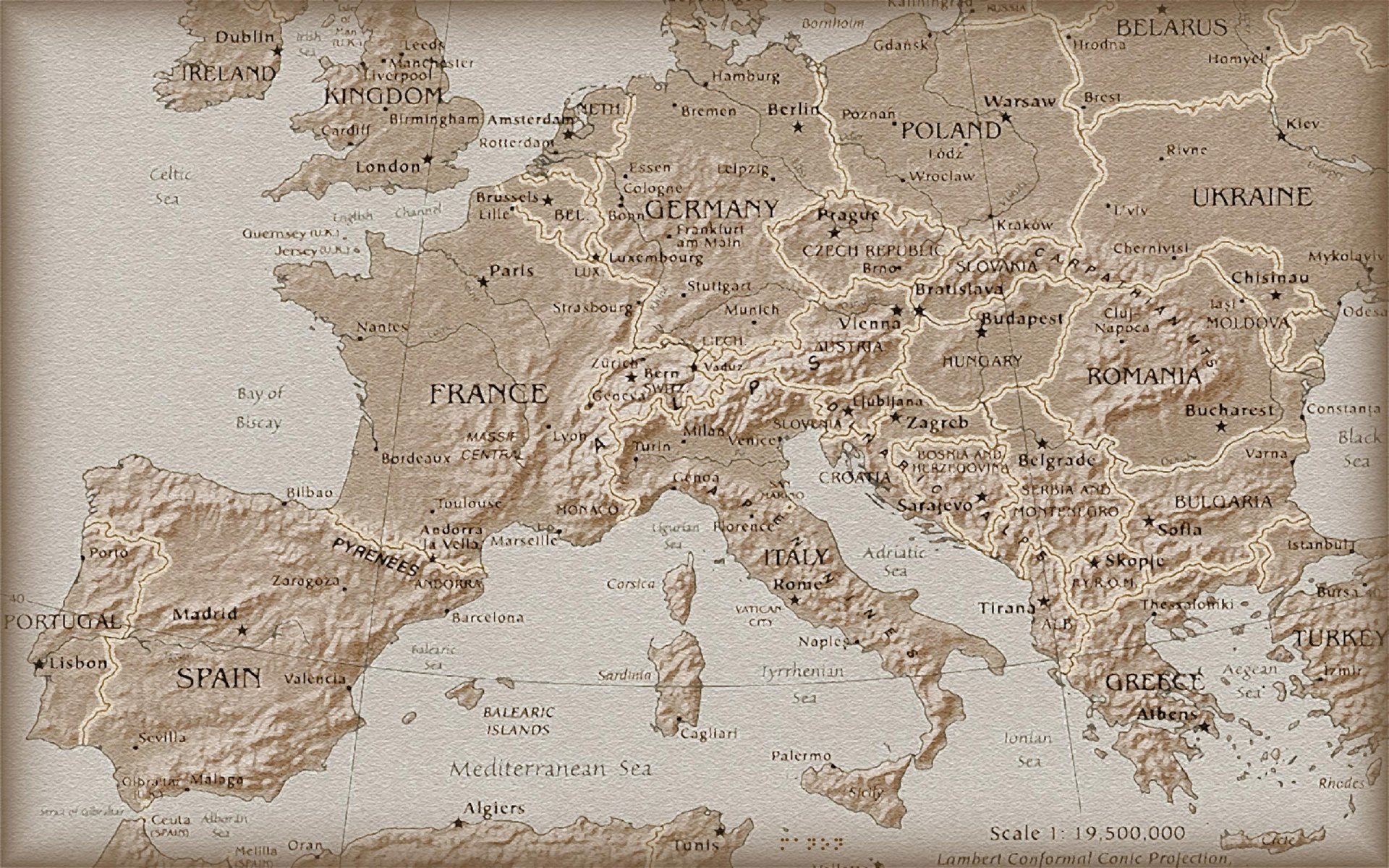 mapa vista superior antiguo europa