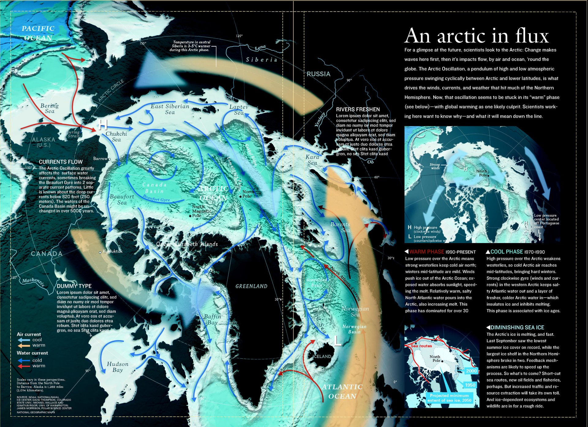 mappa polo nord groenlandia canada correnti venti istantanea dallo spazio