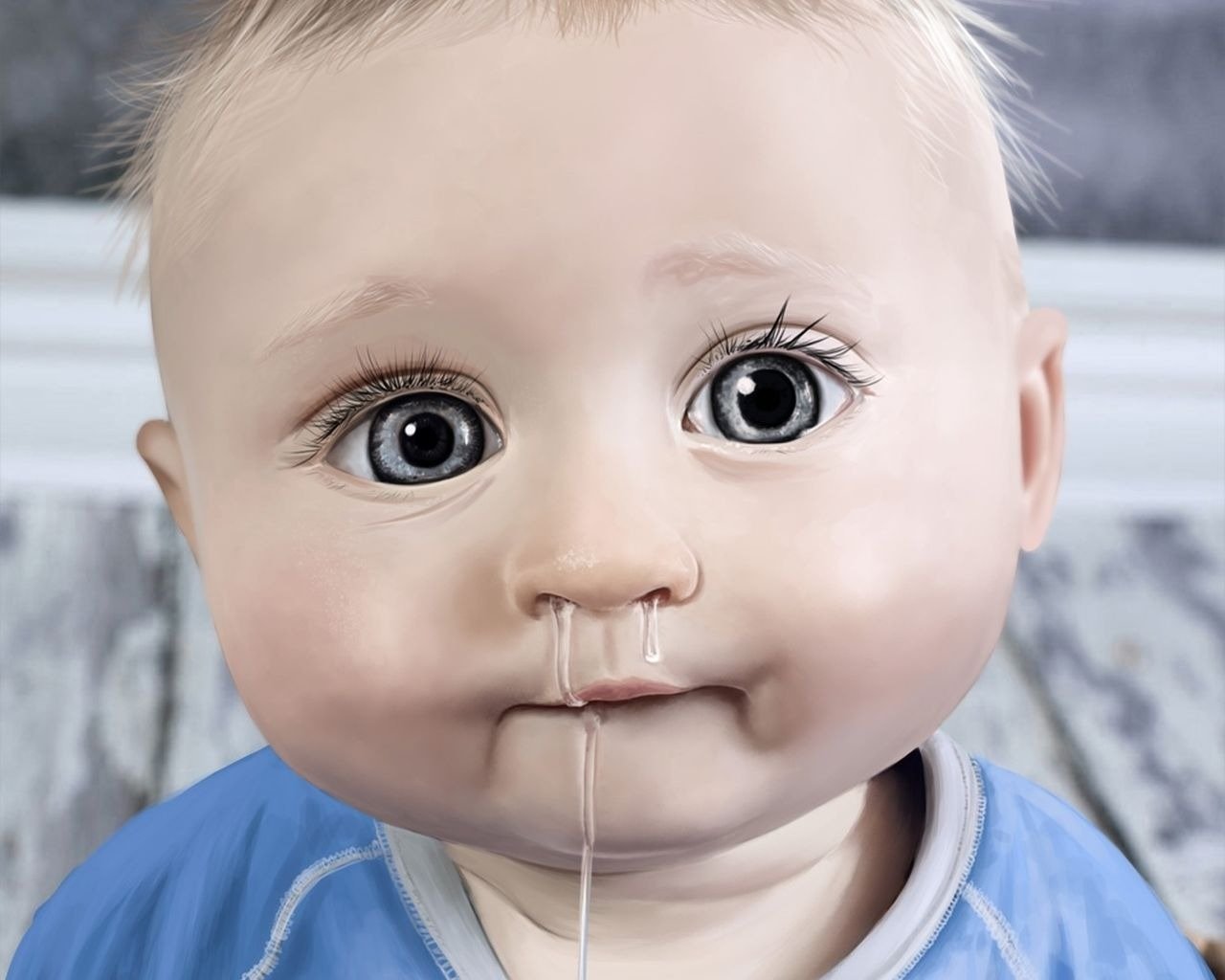 bébé enfant yeux morve lèvres dessin