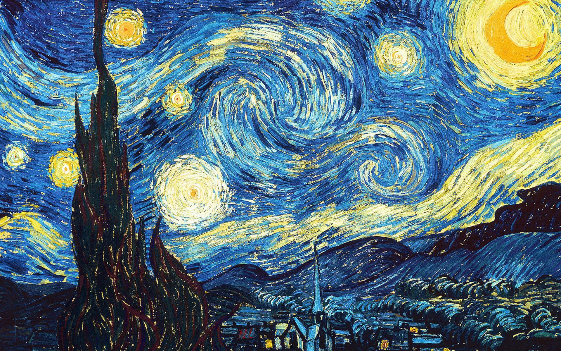 peinture nuit étoilée van gogh