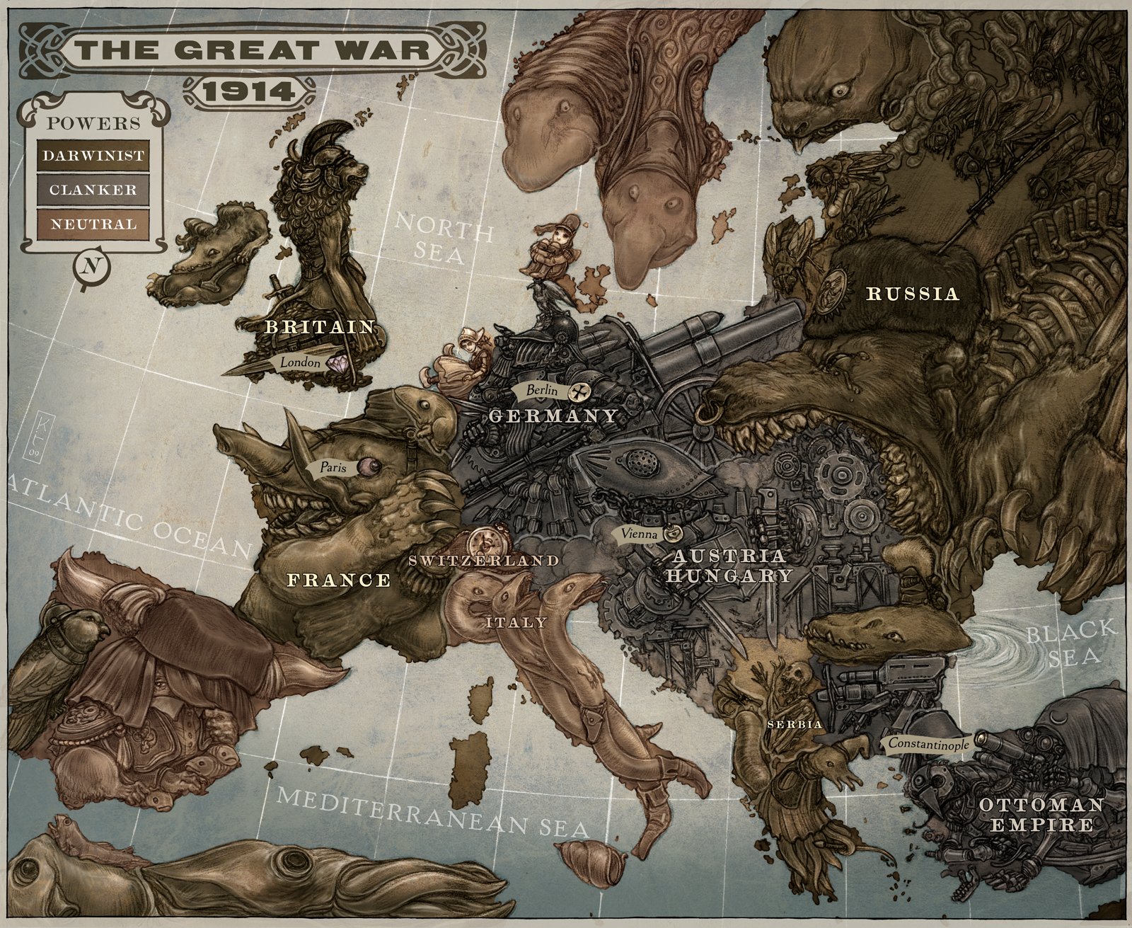 kate thompson keithwormwood caricatura mapa europa 1914 año