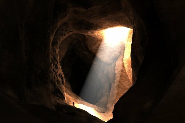 Licht, das während der Reise in die Höhle eingedrungen ist