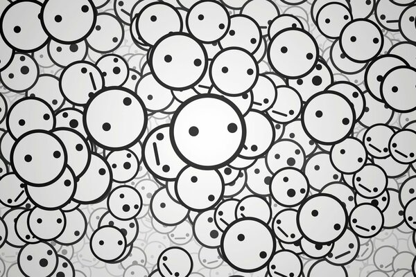 Emoticonos en blanco y negro, horrorizados