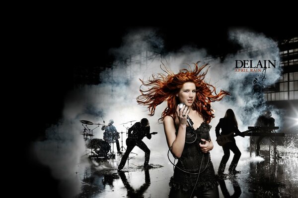 Carta da parati con la famosa band Delain canto Rock 