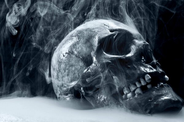 Smoke from a red-hot skull