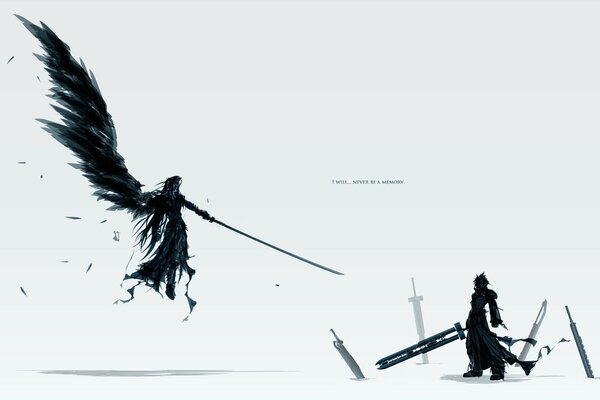 La batalla de Sephiroth y cloud de final Fantasy