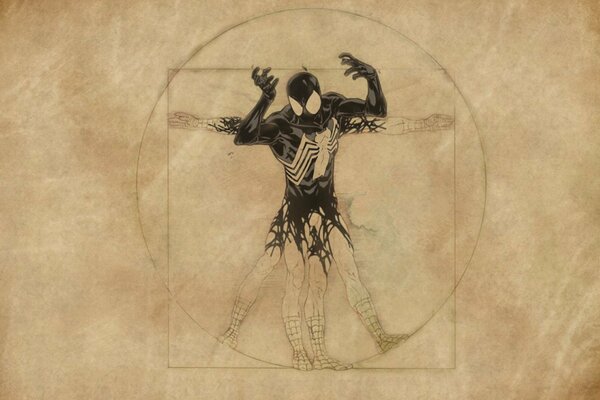 Spider-Man dans l image de l artiste Leonardo da Vinci