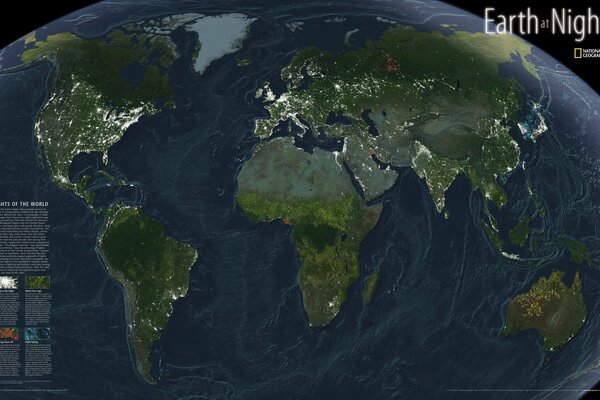 Part of the world map with continents