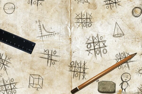 Materiale scolastico. Tic Tac Toe. Geometria