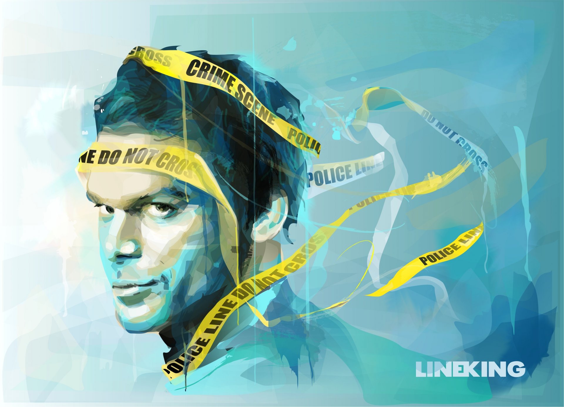 pittura arte dexter serie tv viso sguardo nastro giallo