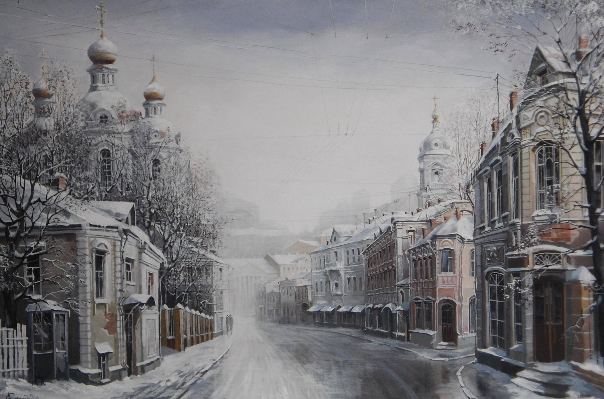 alexander starodubov joyeux noël peinture hiver maison église