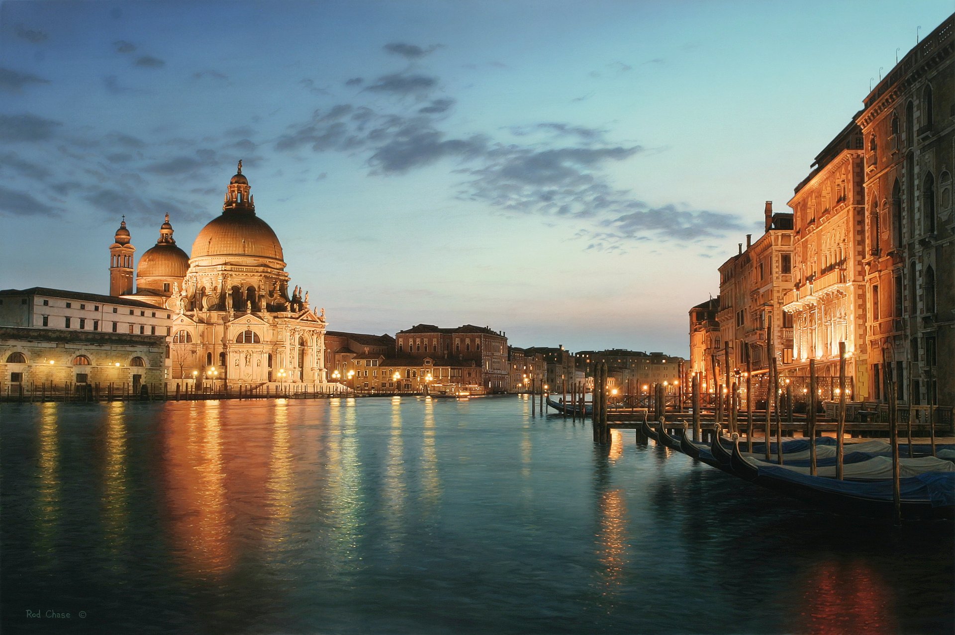 rod chase gloria di maria la salute kunst venedig bei nacht venedig italien canal grande kathedrale santa maria della salute basilika architektur malerei