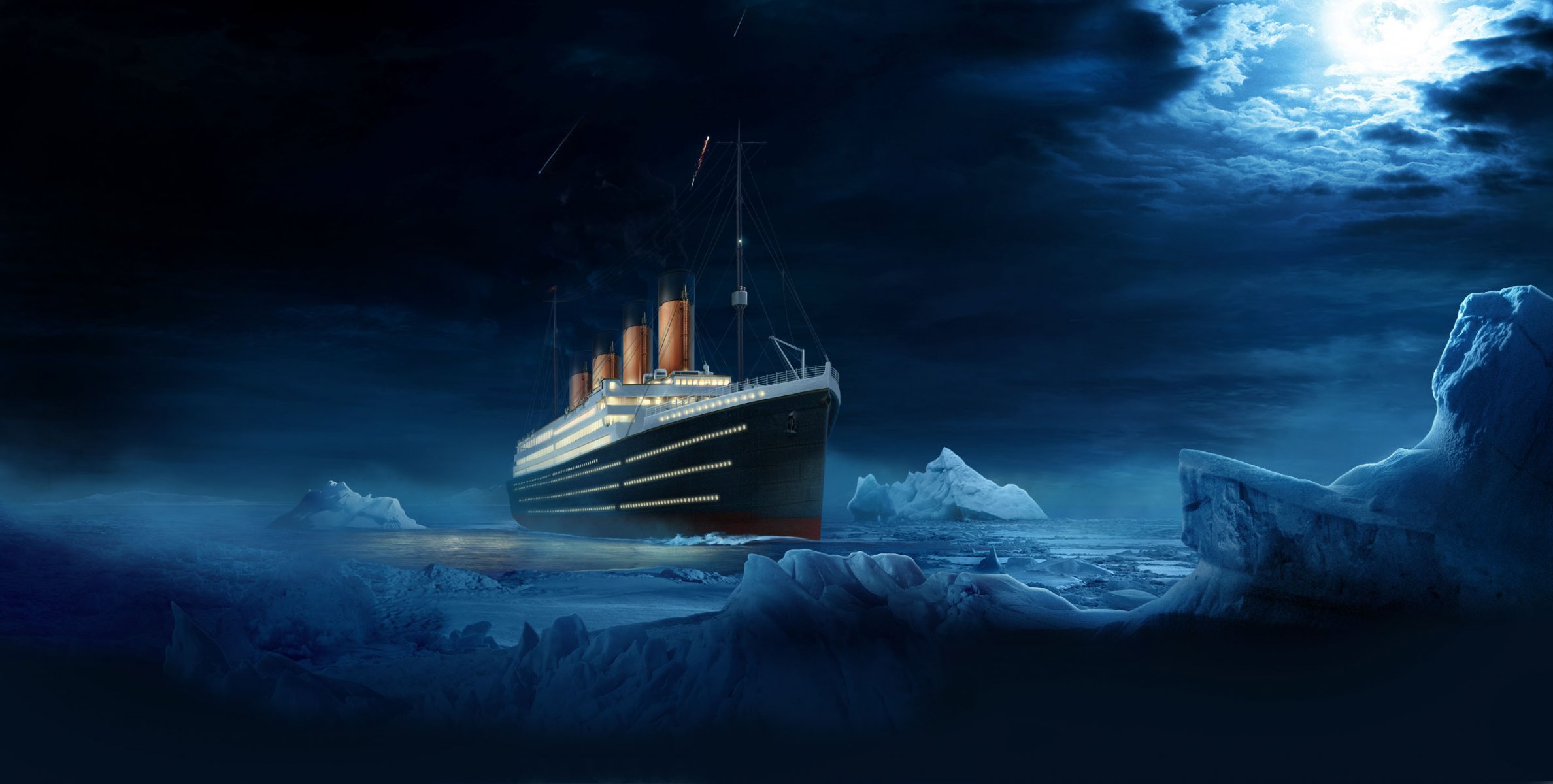 titanic liner schiff wasser nacht ende eisberg wolken