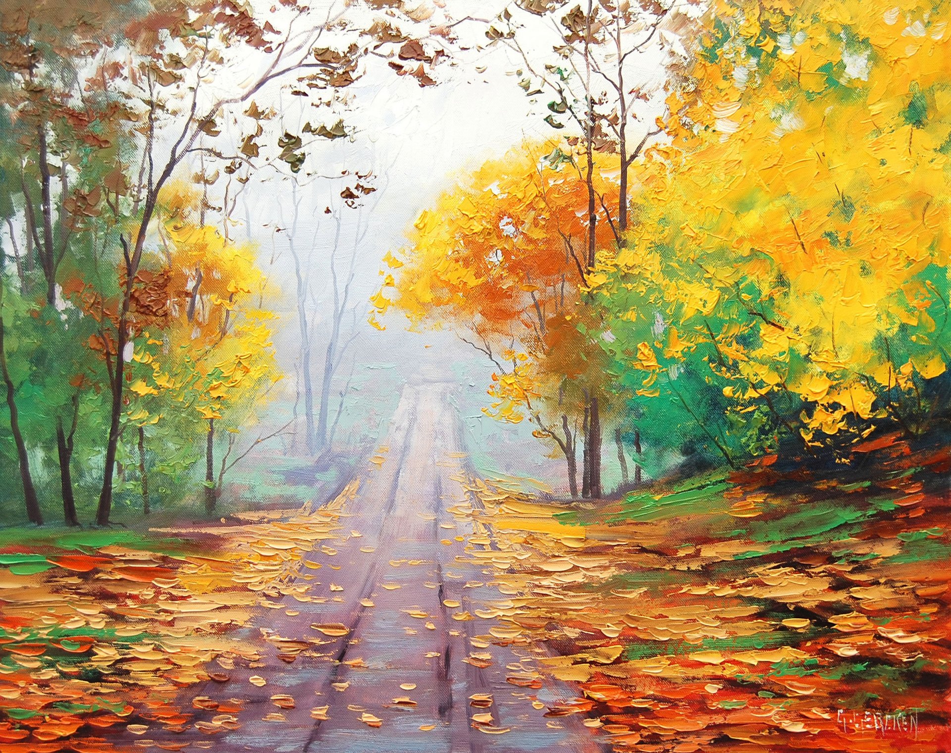 art picture artsaus road through the mist