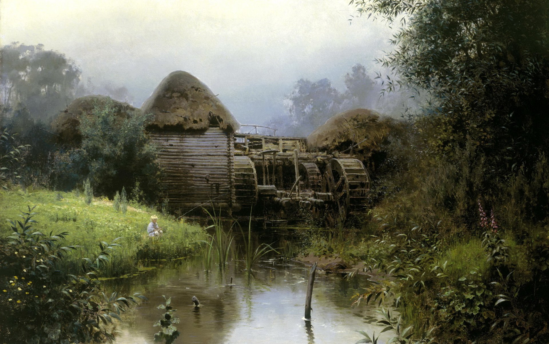 polenov moulin étang paysage