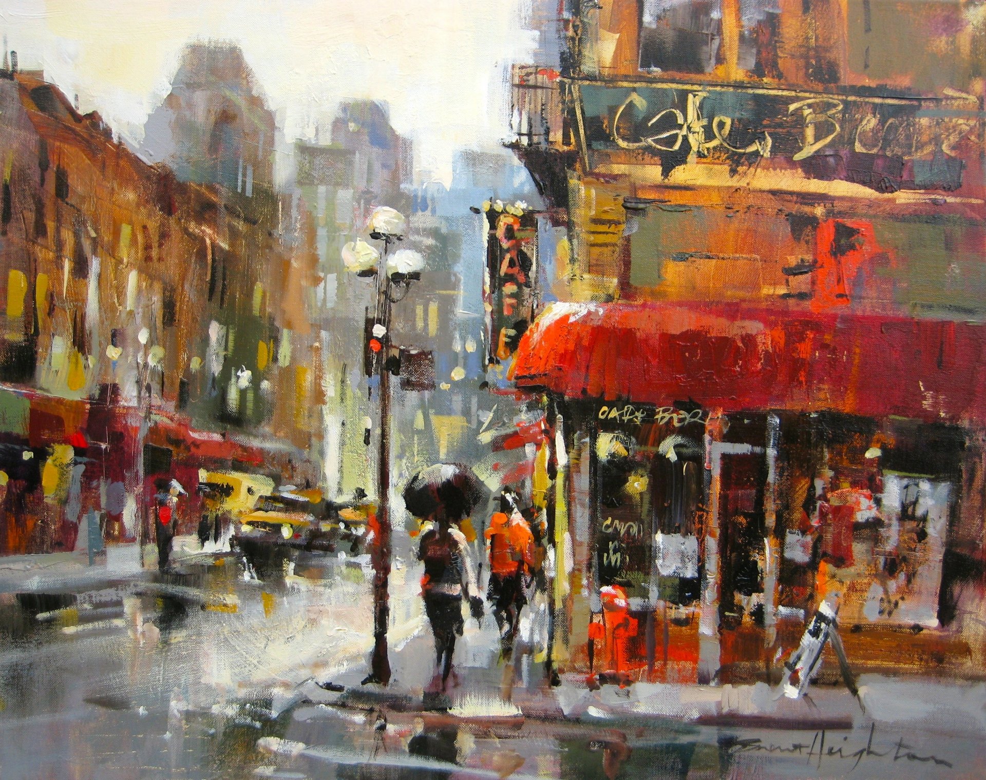 miasto ulica droga domy latarnie ponury deszcz brent heighton