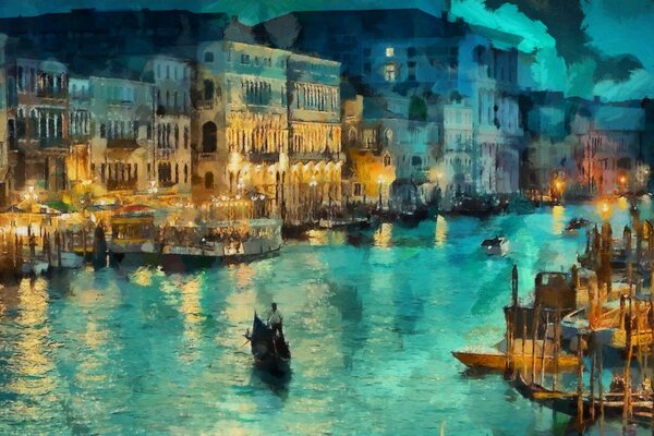 Venice in the evening lights