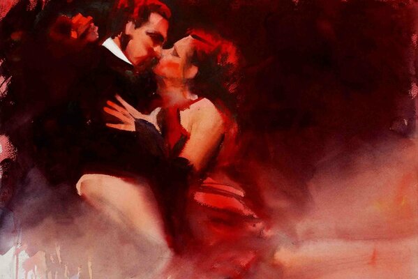 Acuarela pintura danza Tango