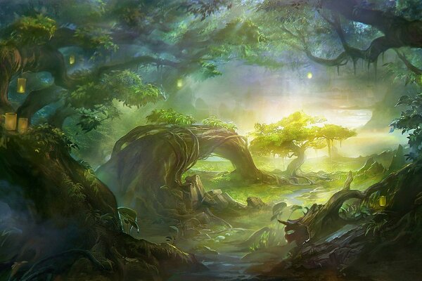 Art landscape mysterious forest