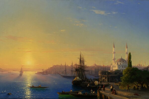 Immagine di Aivazovsky vista di Costantinopoli e del Bosforo