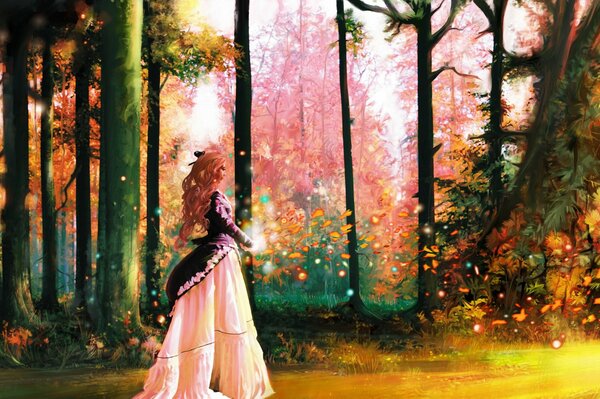 A young lady in a fabulous forest