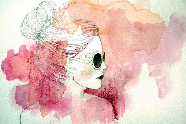 Dessin peinture profil fille