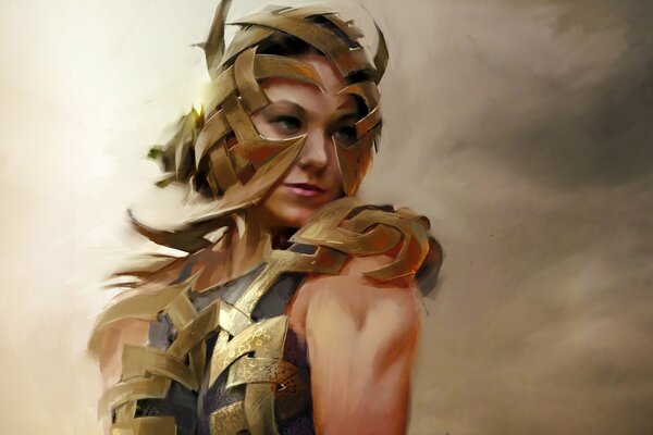 Ragazza di guild wars in armatura di piastre