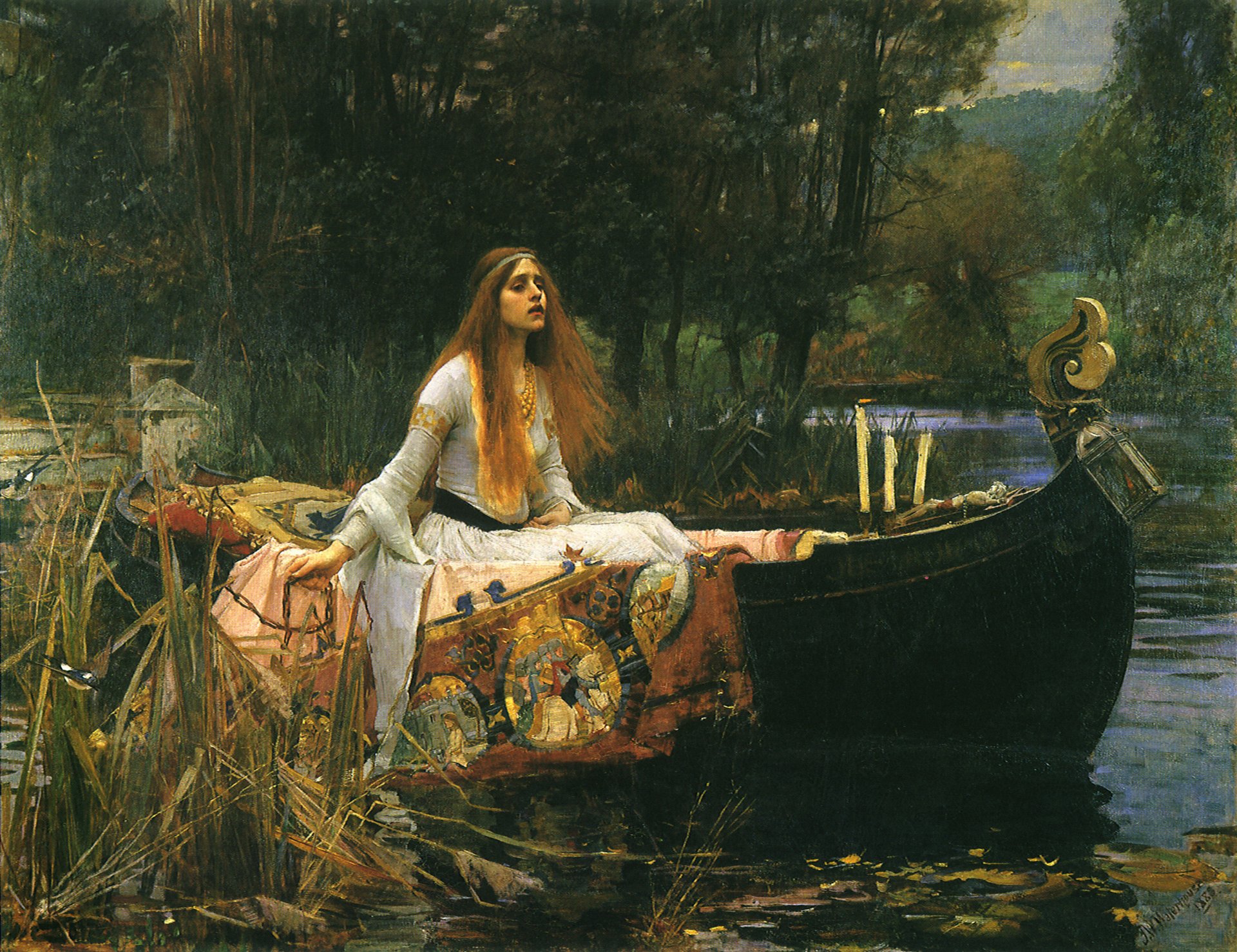 john william waterhouse 1888 the lady of shalott lady of shalott pre-raphaelite pattern