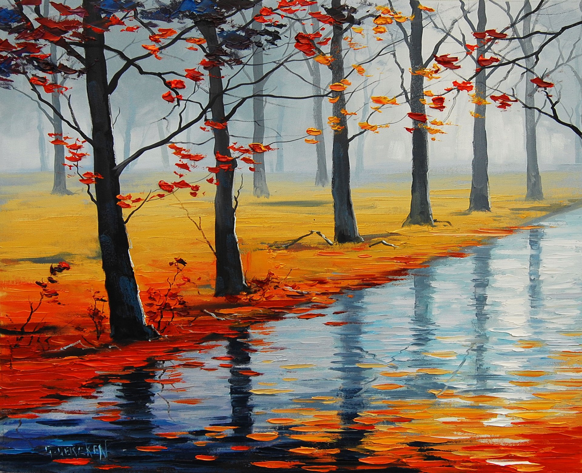 arte dibujo artsaus wat autumn road