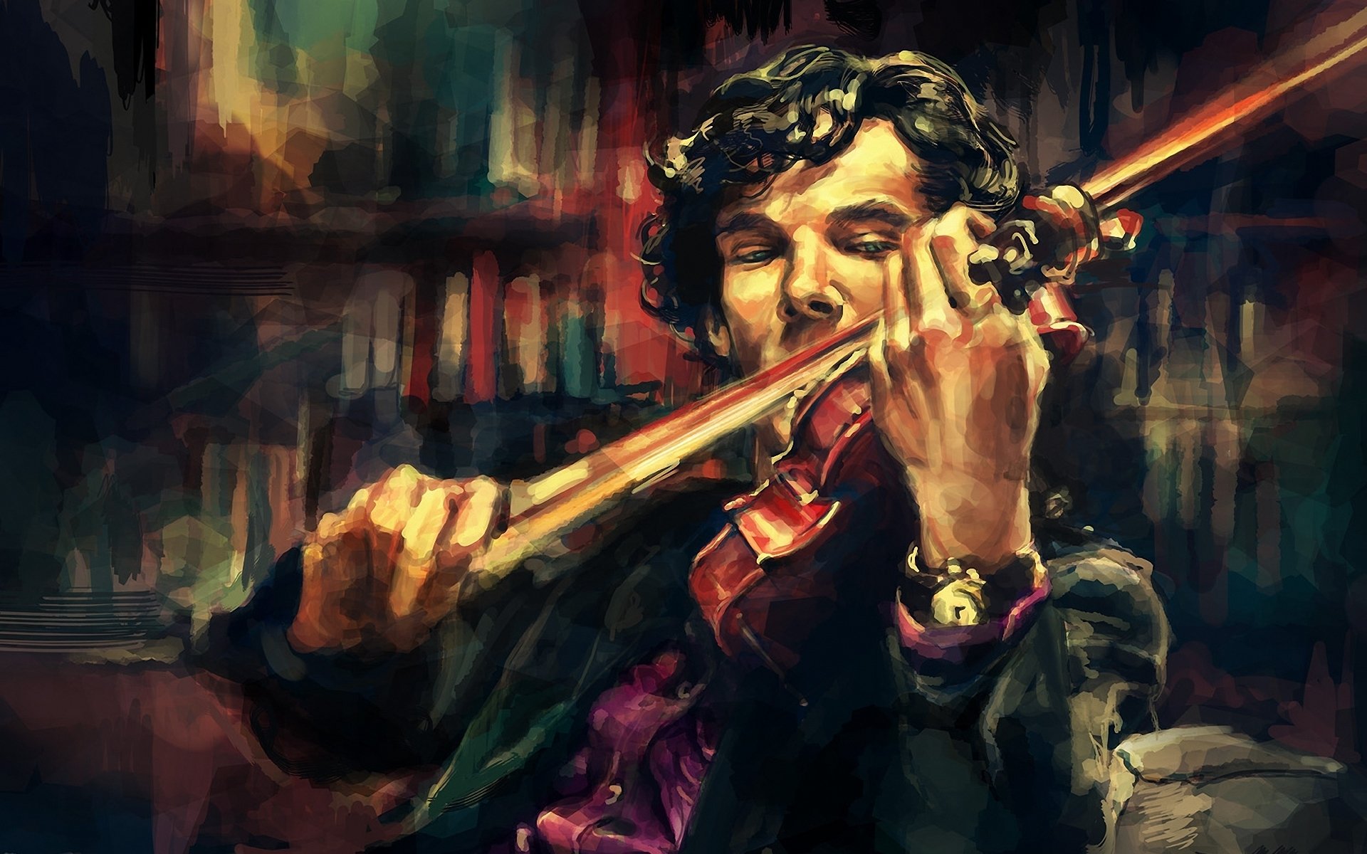 arte benedict cumberbatch violín sherlock alicexz