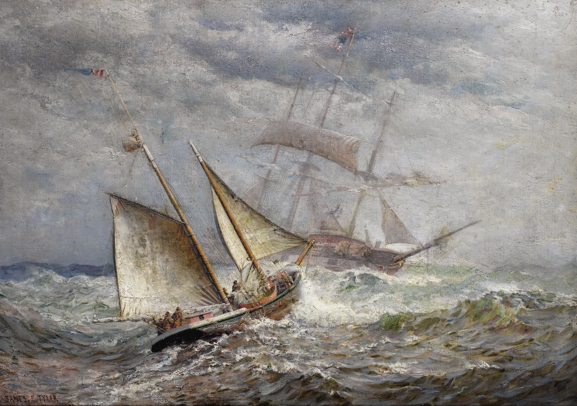 james gale tyler sea sailboats storm painting pattern