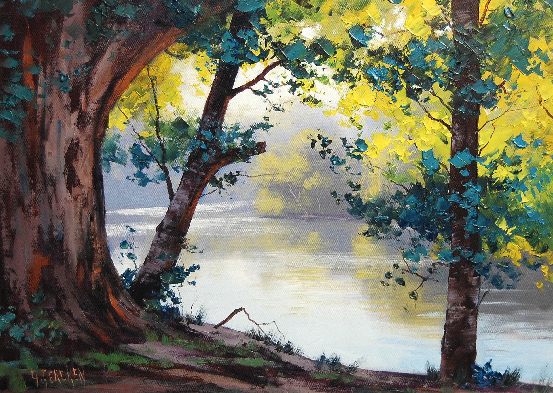 arte artsaus natura fiume alberi fogliame