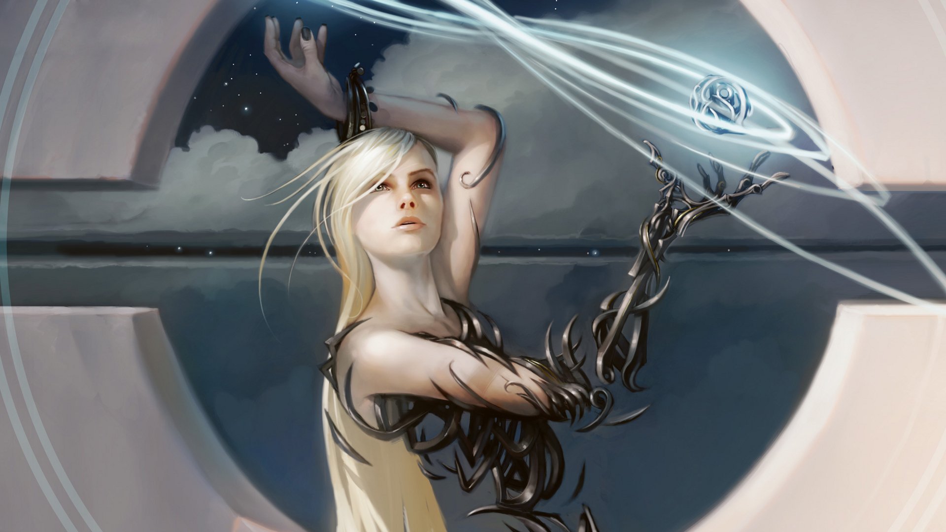 magic the gathering girl magic technology appearance digital painting