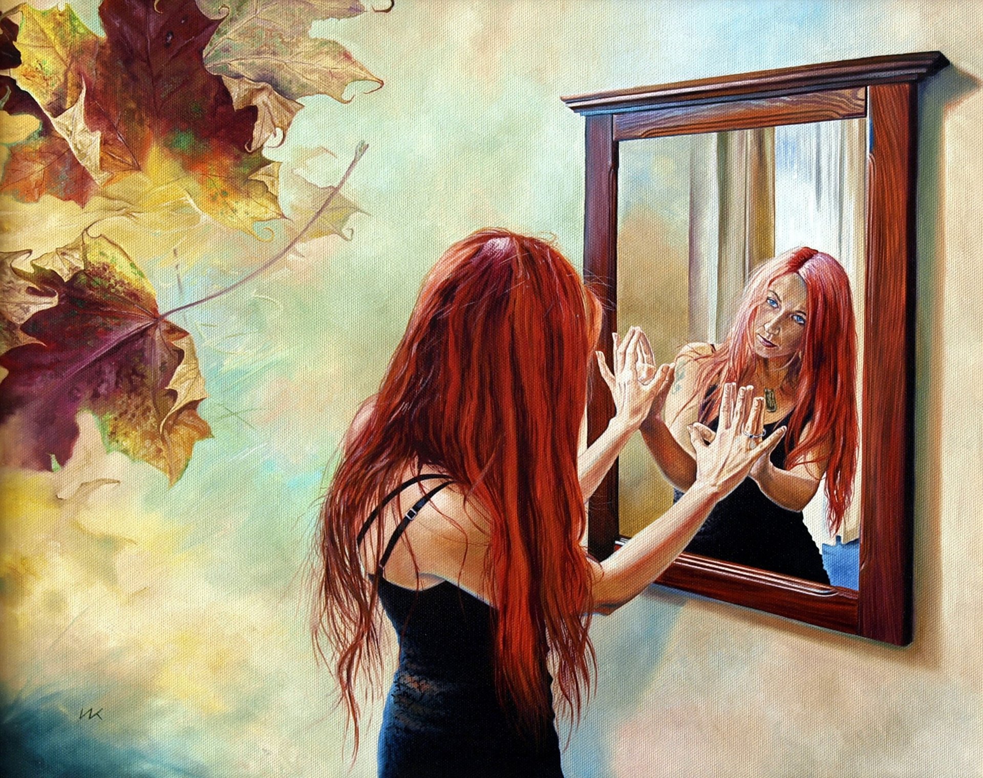 wlodzimierz kuklinski girl mirror reflection leave