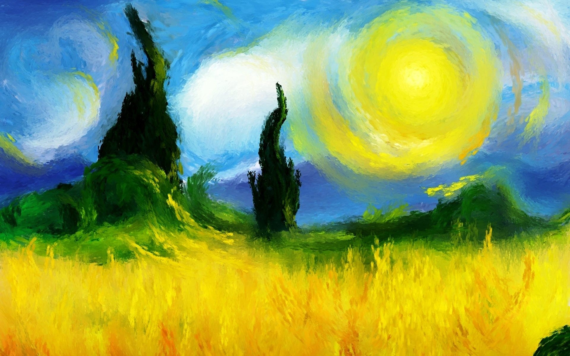 art van gogh based on starry night sunny day pattern