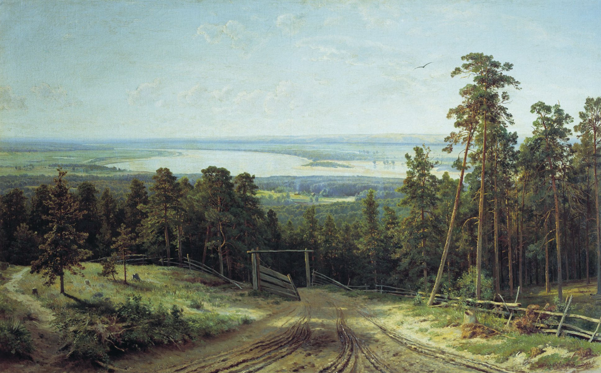 shishkin kama cerca de yelabuga pintura