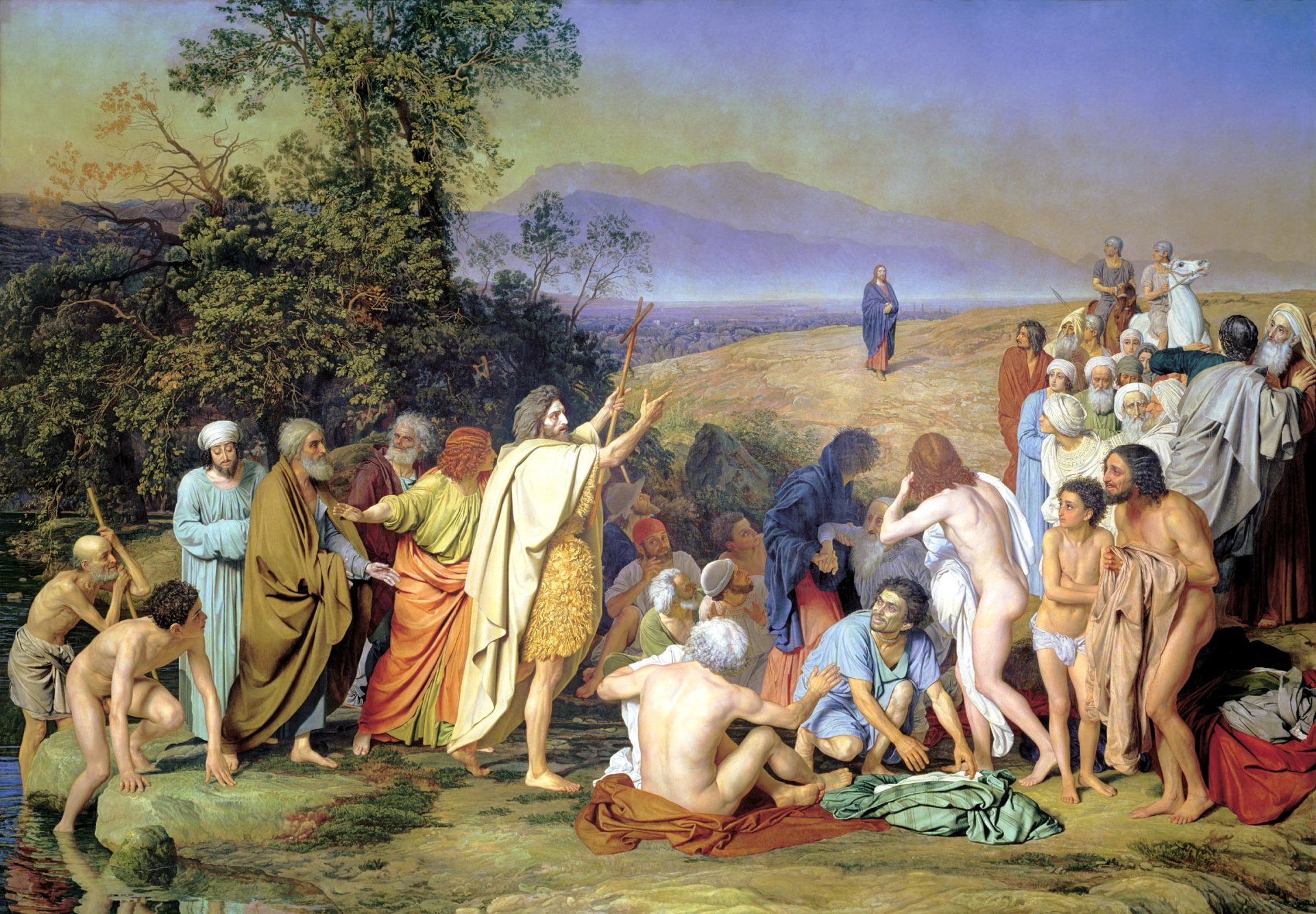 peinture apparition du christ au peuple ivanov ivanov alexandre baignade collines cavaliers de rome peinture