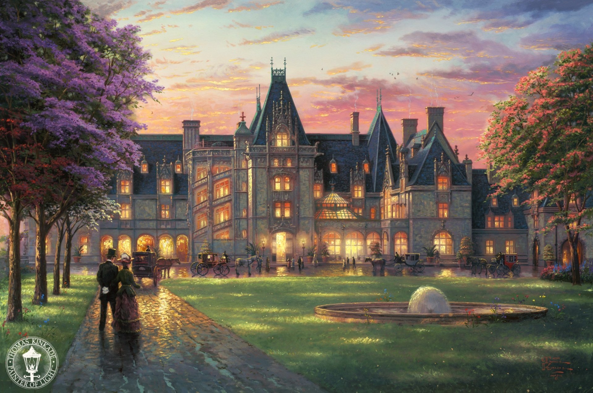 una serata elegante a biltmore thomas kincaid pittura biltmore carolina del nord castello palazzo palazzo giardino giardino alla maniera francese stile inglese