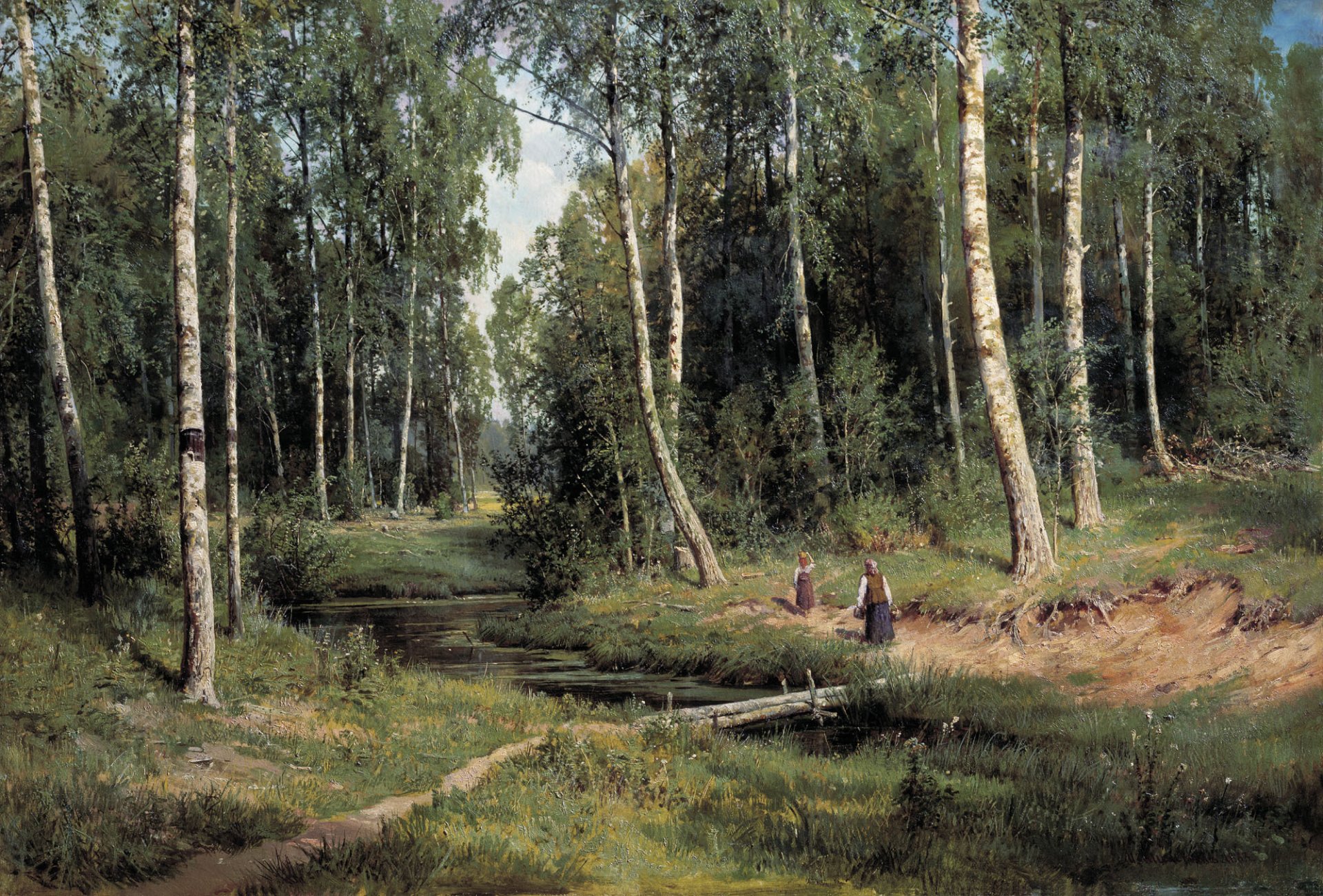 shishkin arroyo en abedul bosque pintura