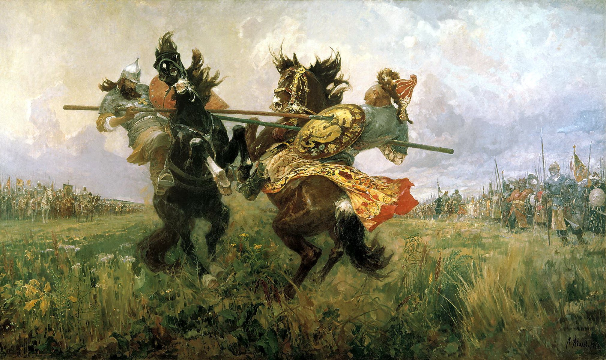 mikhail ivanovich avilov duel of kulikovo relight and chelubey canvas oil