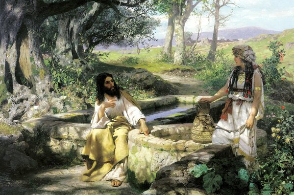 The painting of Henry Semiradsky Christ and the Samaritan Woman 