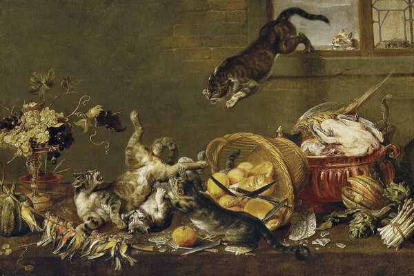 Flemish painting: Cat Fight