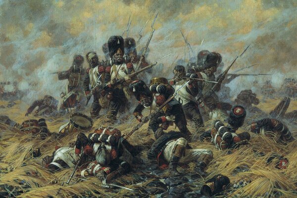 pittura di Averyanov Waterloo raffigurante la battaglia